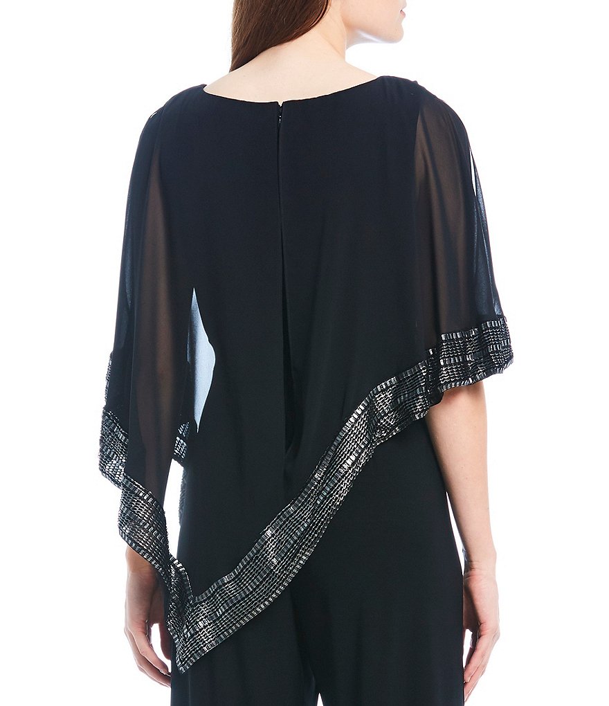 Tahari ASL Sequin Long Sleeve Crepe Jumpsuit