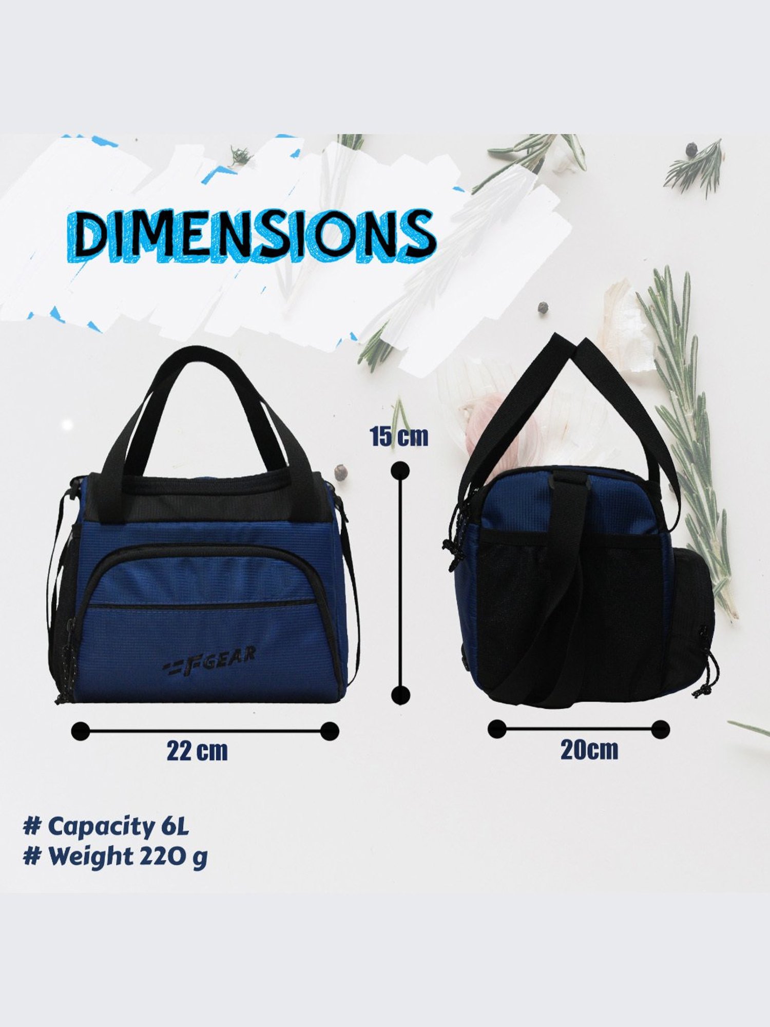 F Gear Yolo Navy Blue & Black Medium Lunch Bag