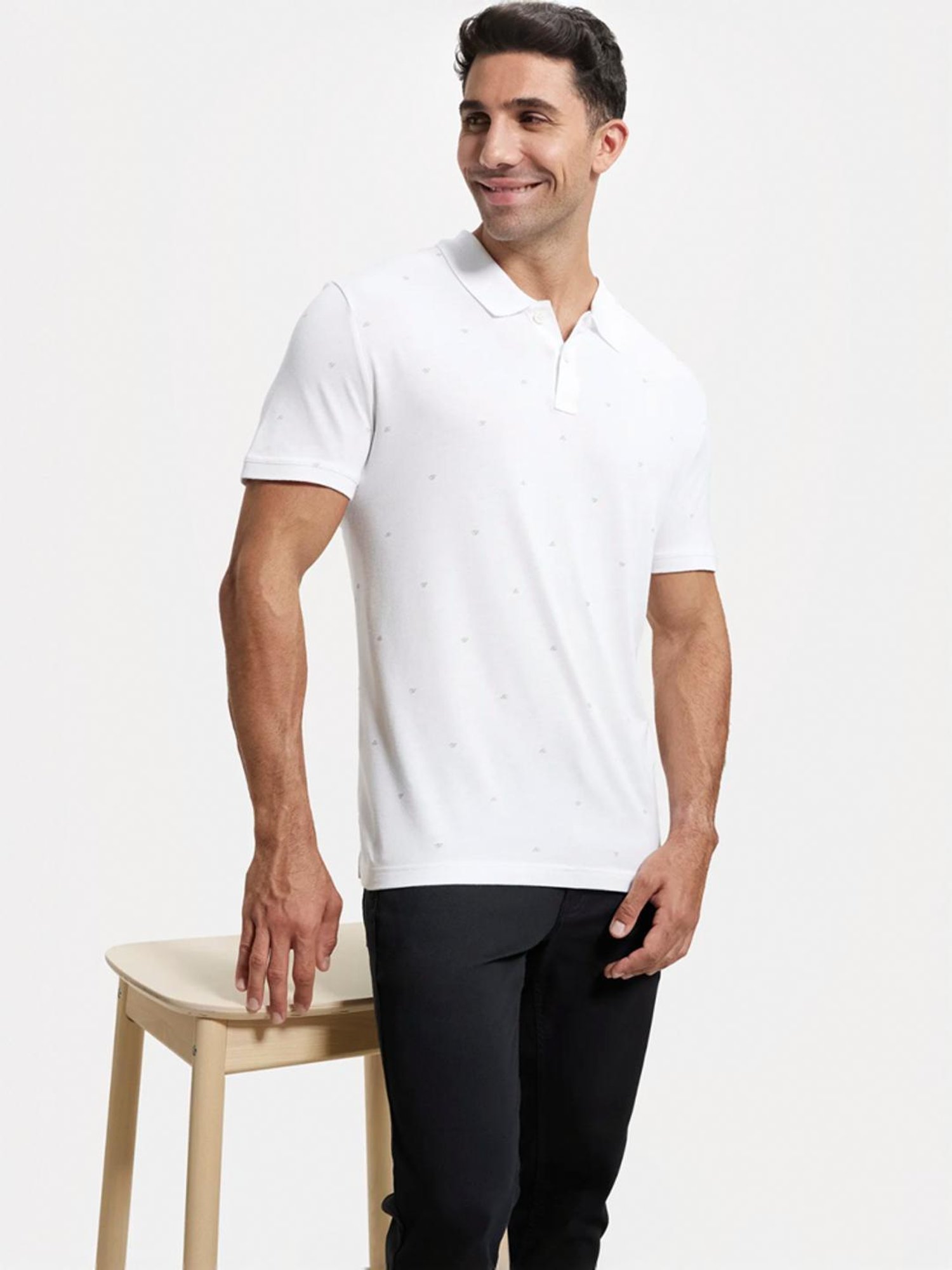 Jockey IM16 Men's Tencel Micro Modal And Cotton Blend Printed Half Sleeve Polo T-Shirt