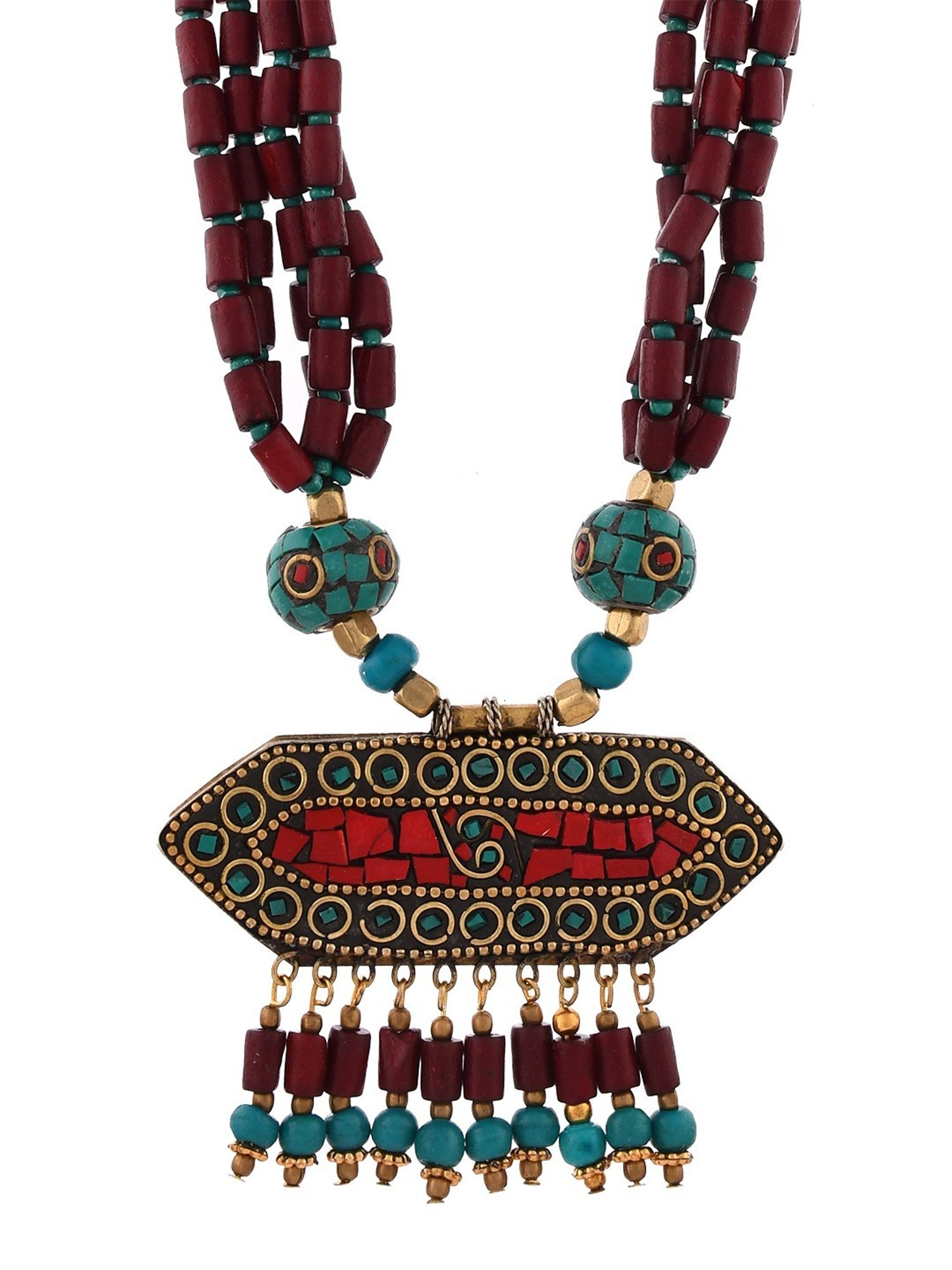 Imli Street Maroon Long Beaded Handcrafted Necklace