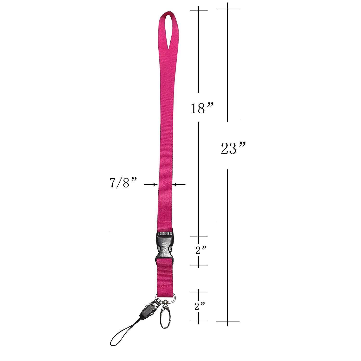 Office Lanyard, Wisdompro 5pcs 23" Polyester Neck Strap with Oval Clasp & Detachable Buckle for Phones, Camera, iPod, USB, Key, Keychain, ID Name Tag Badge Holder-(Purple Red Hotpink Blue Black)