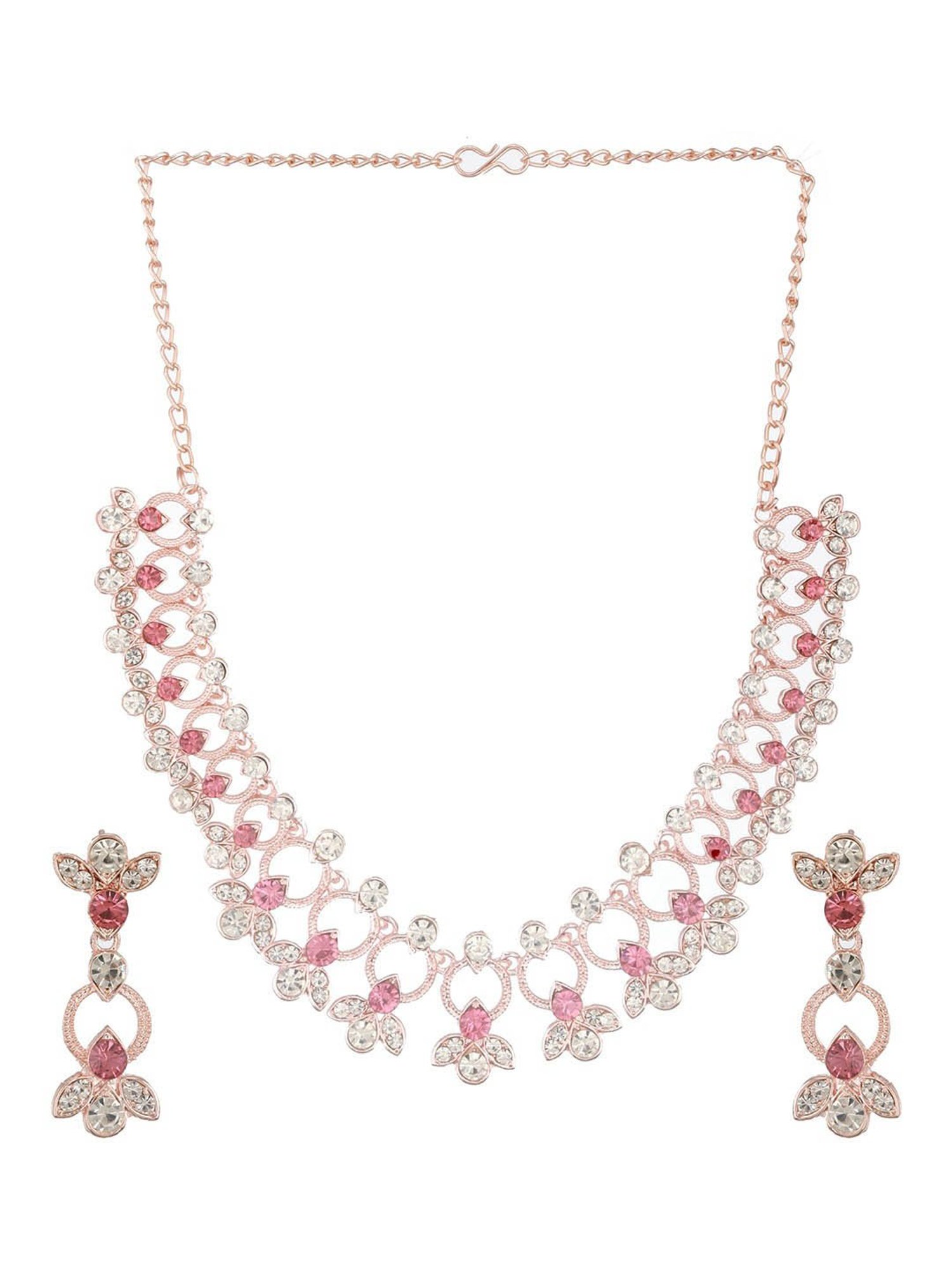 Aatmana Rose Gold-Plated Red & White CZ-Studded Jewellery Set for Women