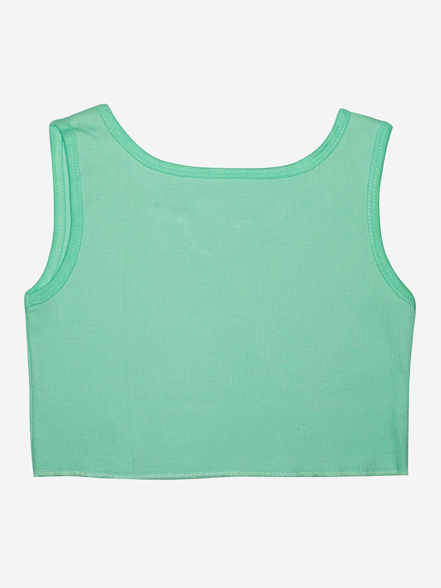 Kiddopanti Kids Mint Green Solid Crop Top