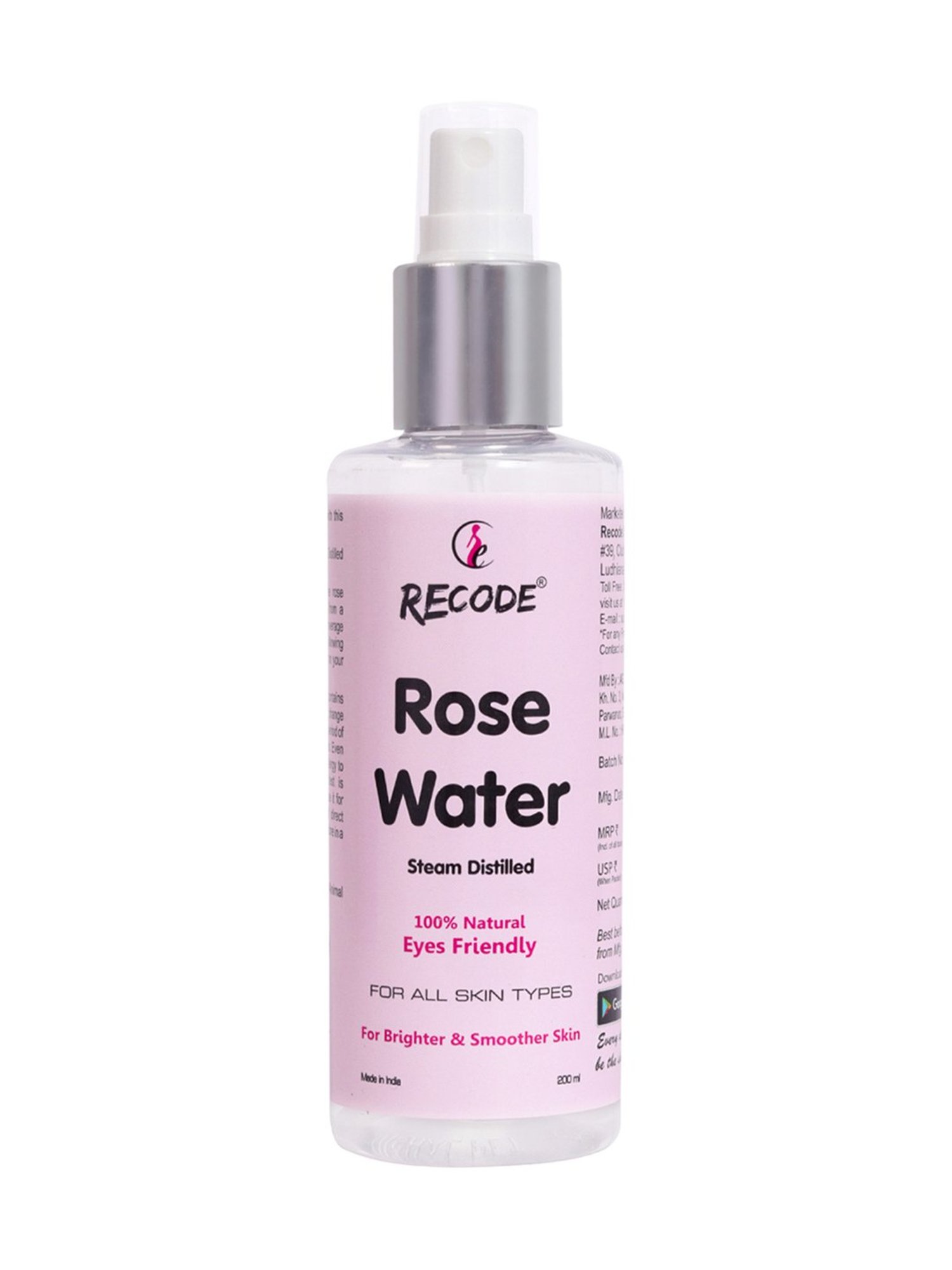 Recode Steam Distilled Rose Water - 200 ml