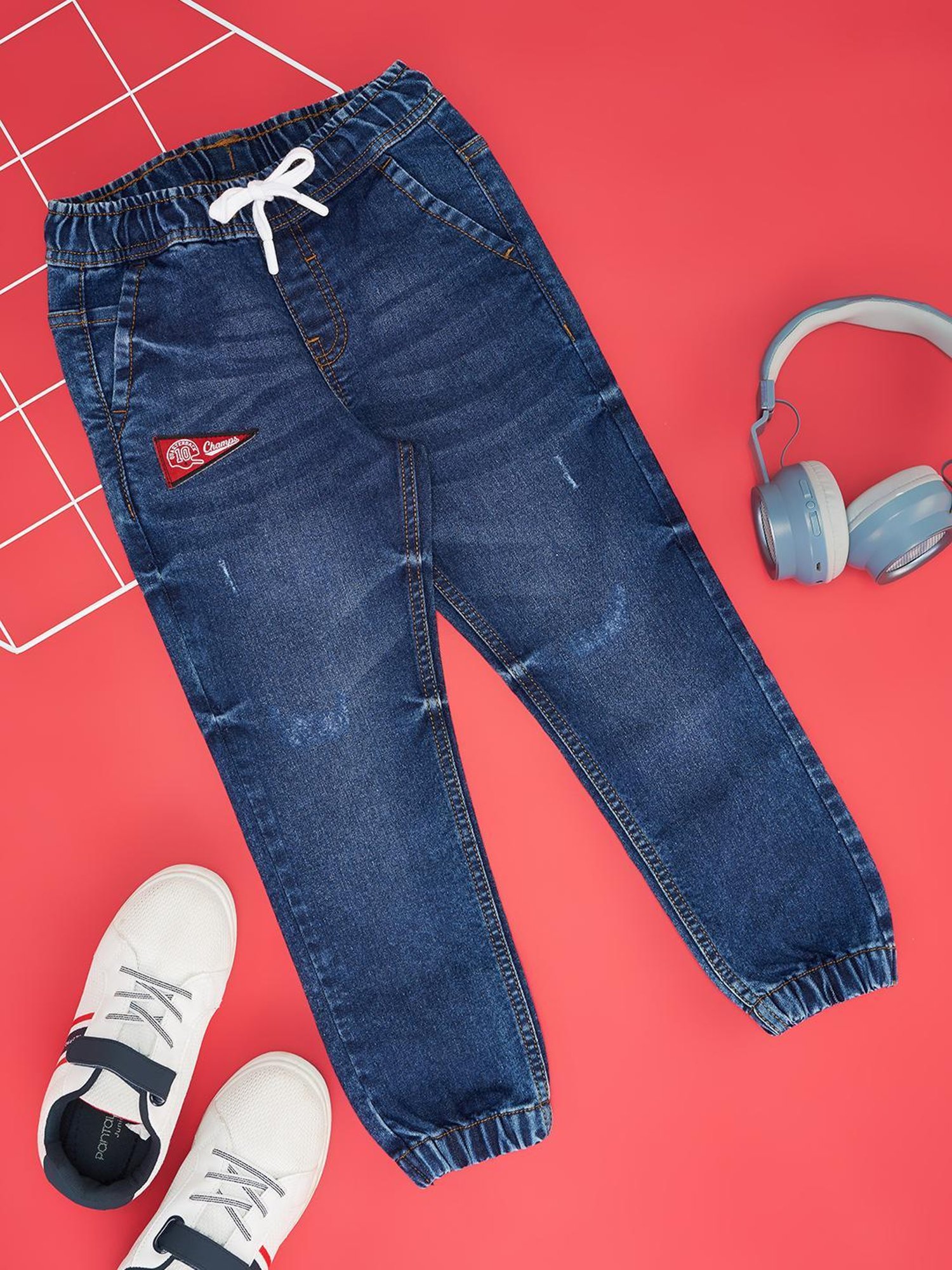 Palm Tree Boys Grey Washed Jeans