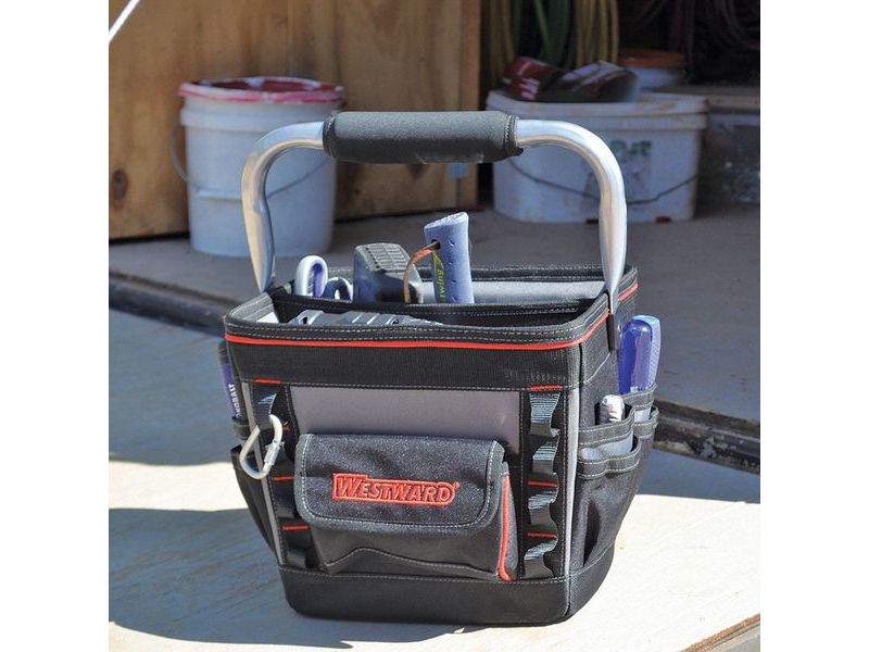 WESTWARD 53JW34 Tool Tote,General Purpose,5 Pockets, Nylon, 13 Pockets, Black