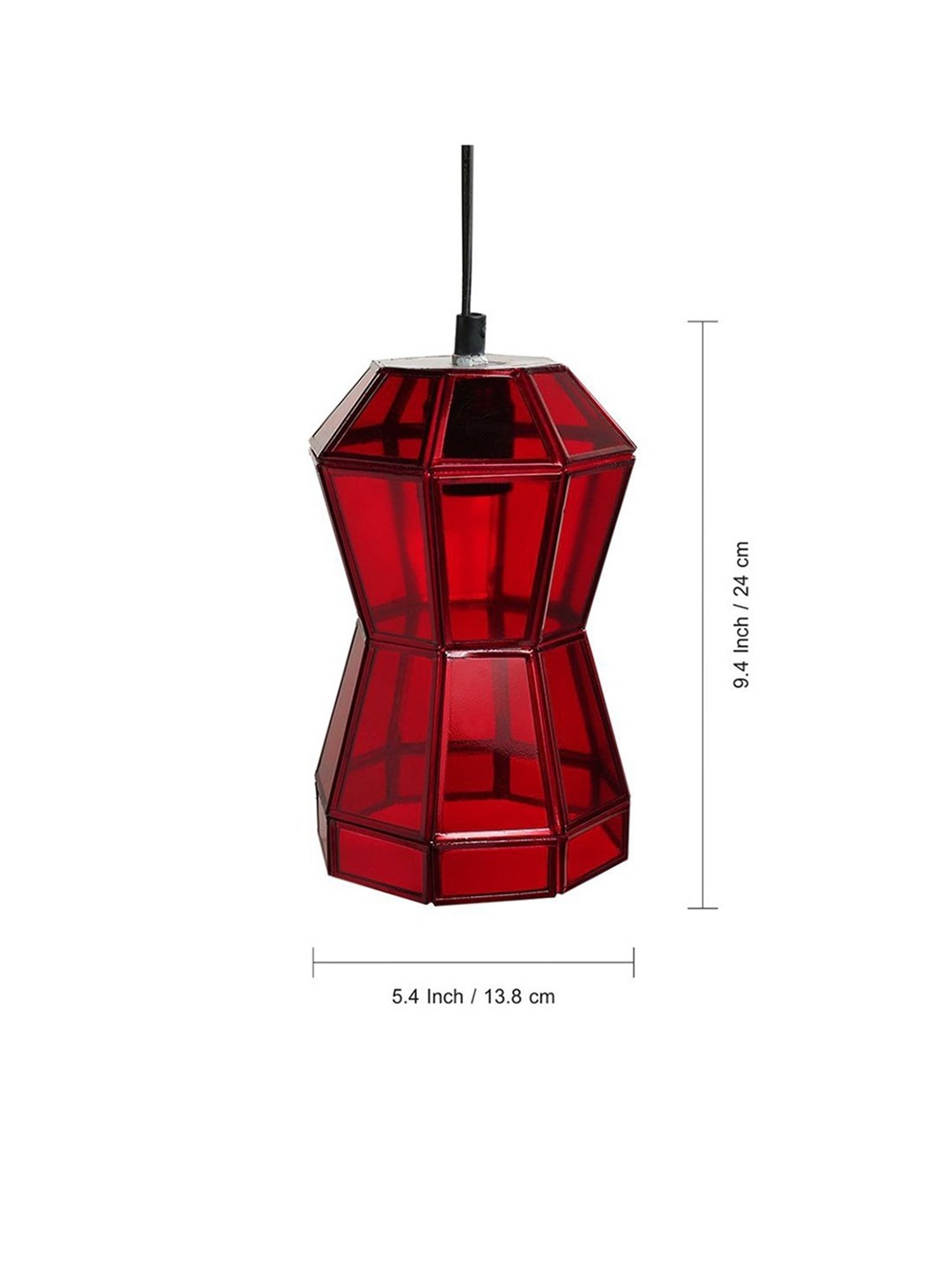 ExclusiveLane Red Glass Octagonal Hanging Pendant Lamp