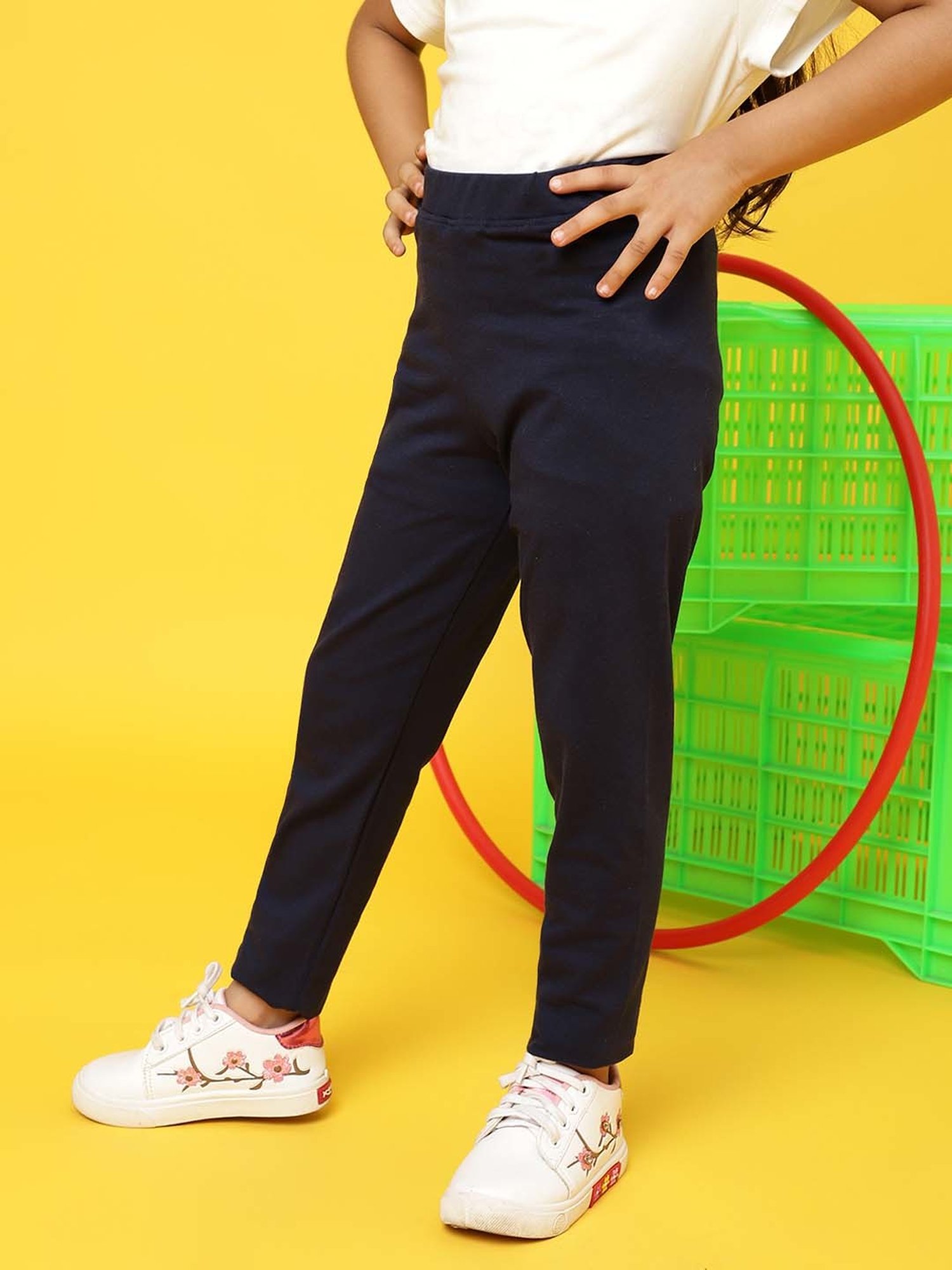 Tales & Stories Kids Navy Cotton Slim Fit Leggings