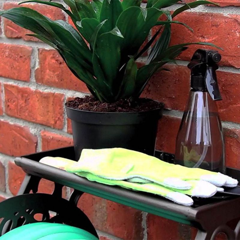 Liberty Garden LBG-704 125' of 5/8" Hose Steel Decorative Garden Hose Wall Mounted Reel for Backyard, Garden, or Home, Bronze