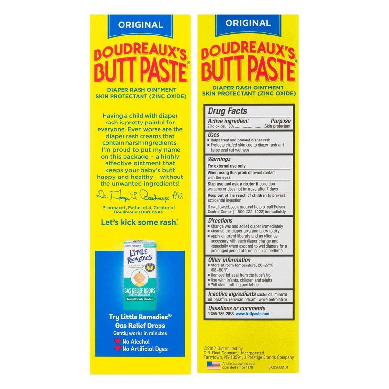 Boudreaux's Butt Paste Baby Diaper Rash Cream Original Strength - 4oz