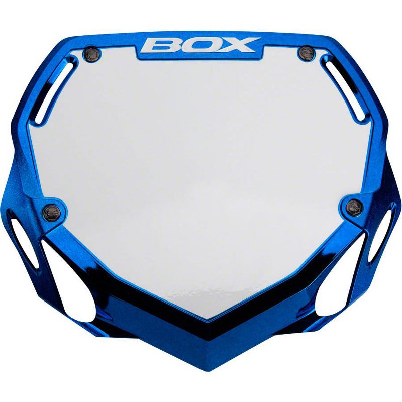 BOX Two BMX Number Plate Blue/Chrome Large