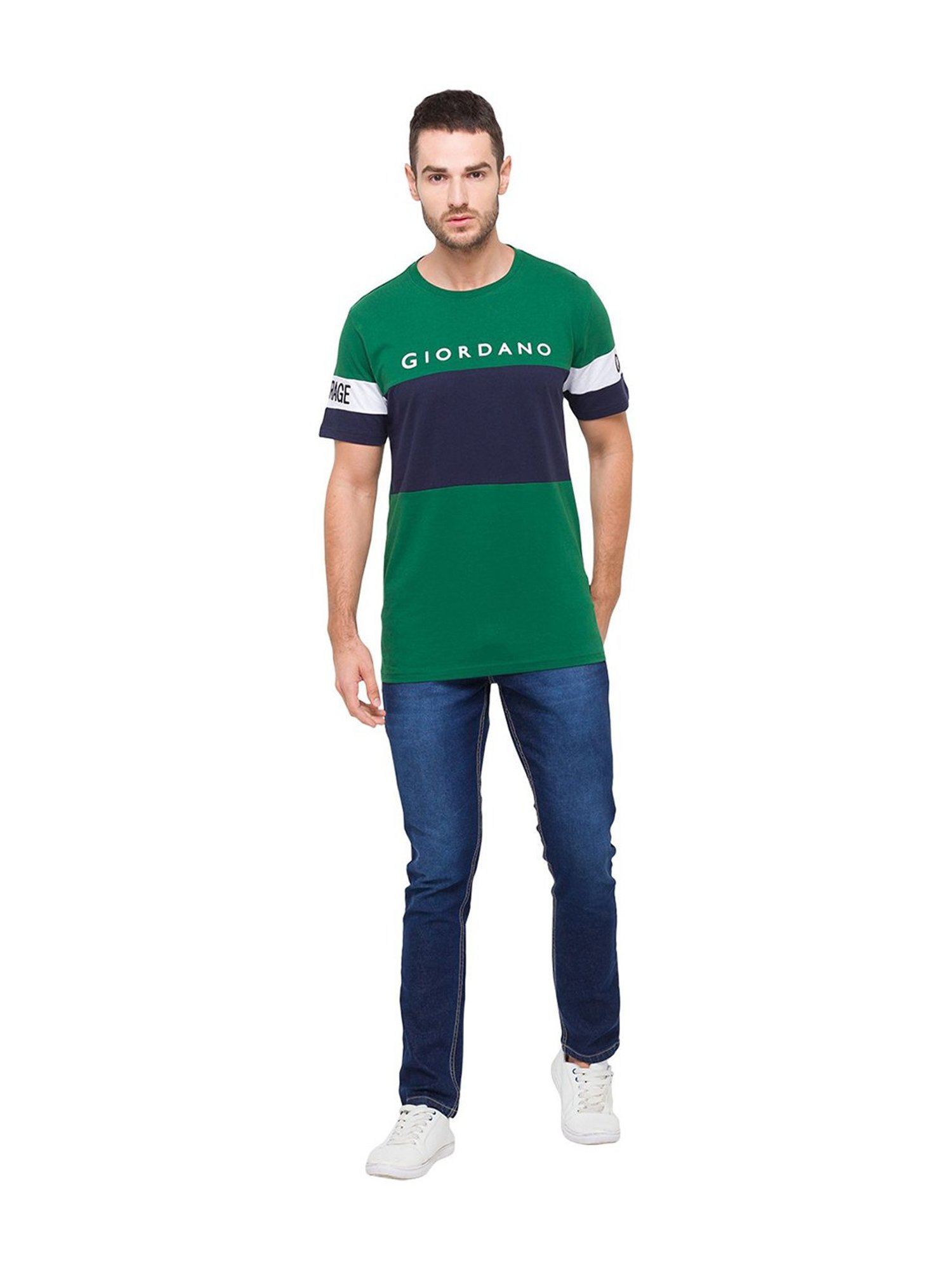Giordano Green Round Neck Printed T-Shirt