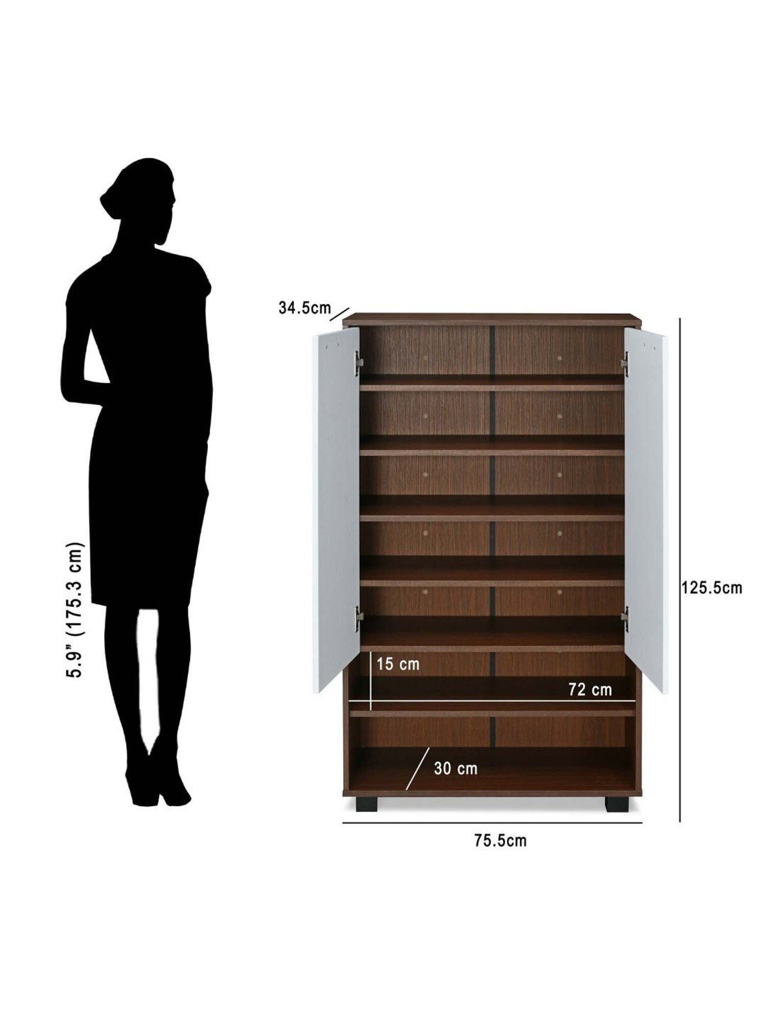 Nilkamal Ardor Brown Engineered Wood Shoe Cabinet with 7 Shelves