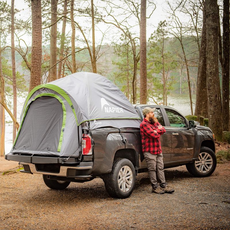 Napier 19 Series Backroadz Vehicle Specific Compact/Short Truck Bed Portable 2 Person Outdoor Camping Tent with Convenient Carry Bag, Gray/Green
