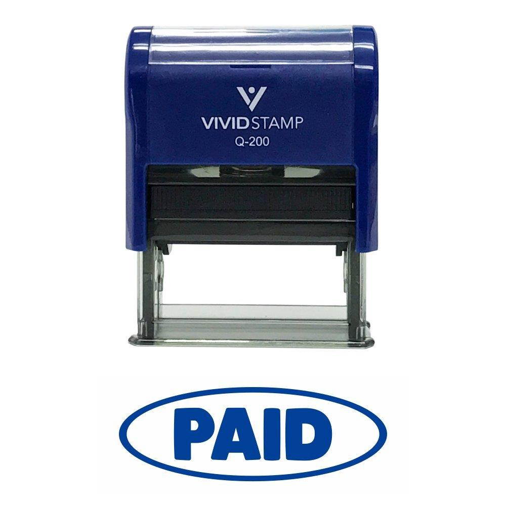 PAID w/Oval Border Office Self-Inking Office Rubber Stamp (Blue) - M