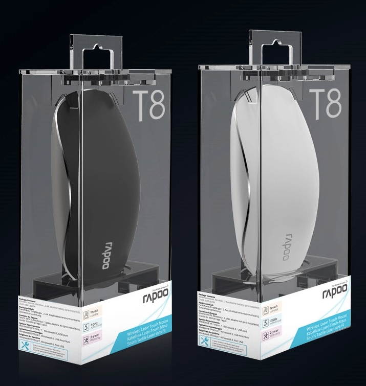 Rapoo T8 5G Ultra-Thin Ergonomic Programmable Smart Multiple Touch Control Wireless Laser Mouse for Laptops Desktops and PC