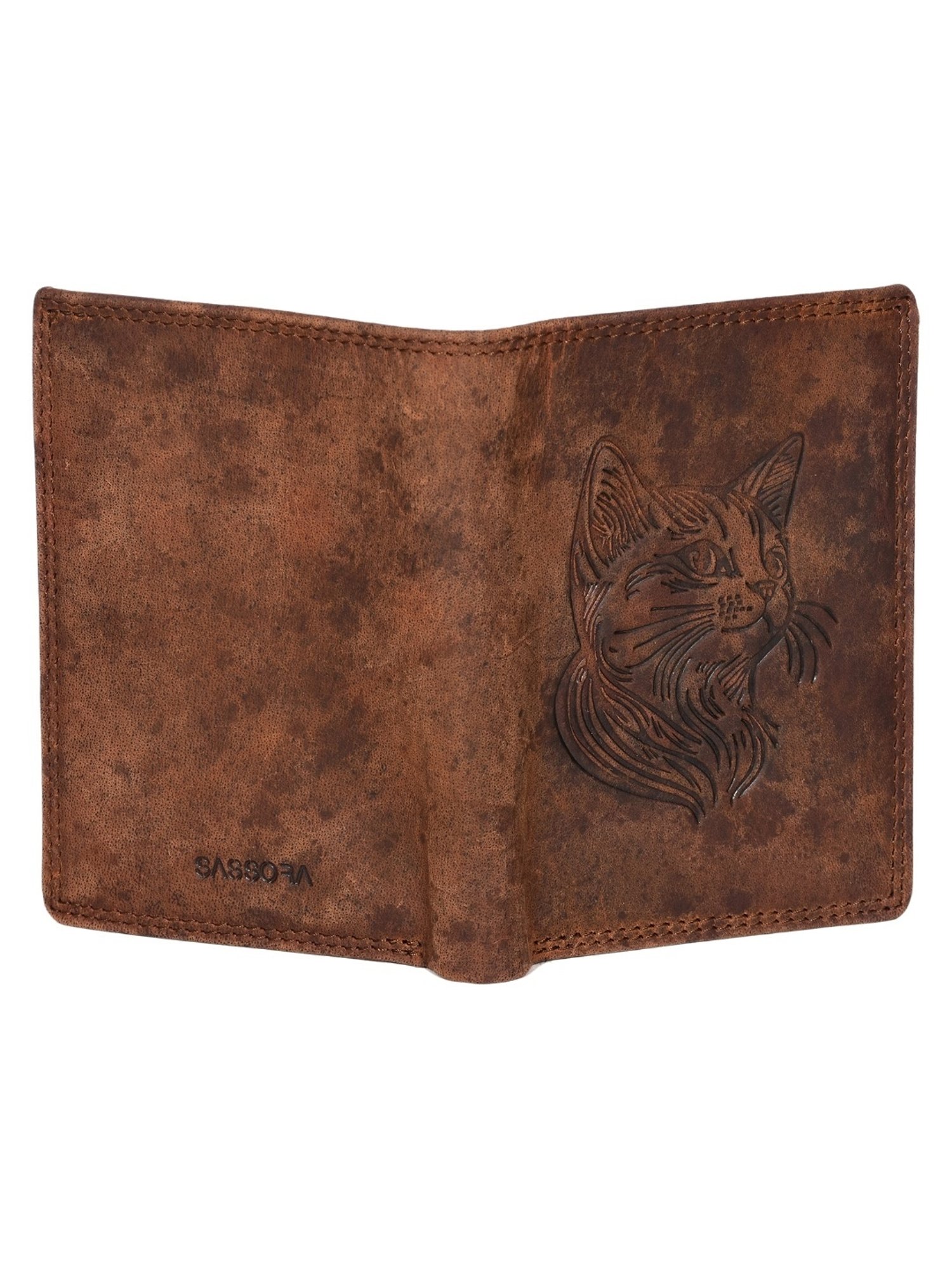 SASSORA ARLO Brown Leather Textured Bi-Fold Wallet