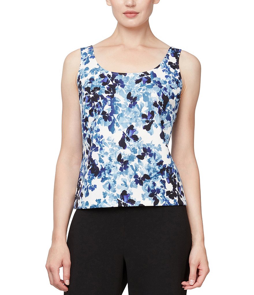 Alex Evenings Printed Scoop Neck Scuba Crepe Twinset