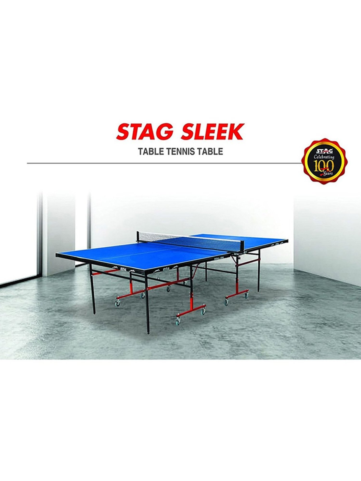 Stag Global Top Thickness 16 mm Sleek Table Tennis Table with Net Set (Blue)