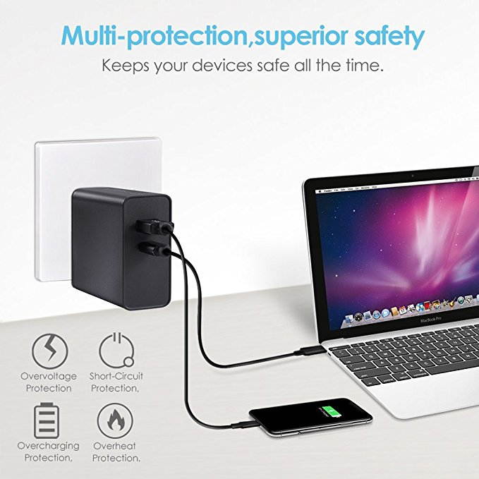 USB C Charger, GIM 52W Power Delivery 3.0 & Quick Charge 3.0 USB Wall Charger for Macbook, iPhone X/8/8 plus, iPad, Samsung Glaxy Note 8 S8 S7 Edge