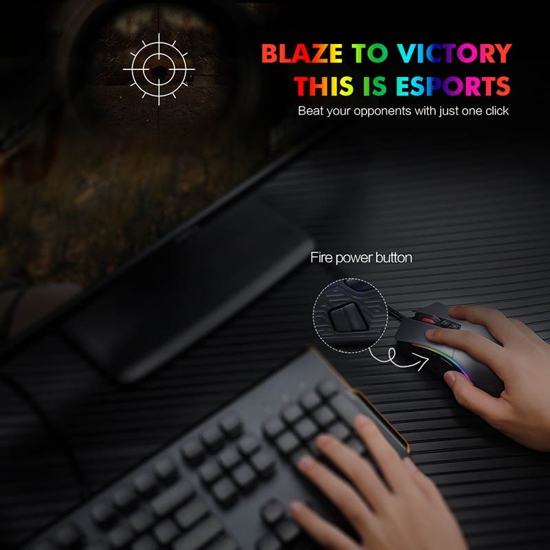 Inphic 4800DPI 8 Keys Game Marquee Mechanical Macro Programming Office Mute Wired Mouse, Cable Length: 1.5m