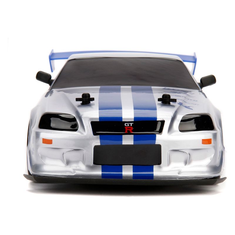 Jada Toys Fast & Furious Elite Drift RC 2002 Nissan Skyline GT-R (BNR34) Remote Control Vehicle 1:10 Scale Candy Silver