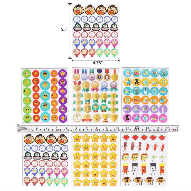 Teacher Stickers for Kids,3050 Pcs Incentive Stickers for Teacher Classroom and School Bulk Use,Reward Stickers Mega Variety Pack,16 Design Styles Including 3D Heart, Face, Star, Thumbs, Cupcake (96)