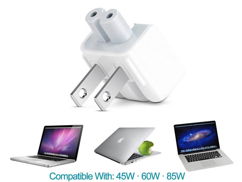 2-Pack Generic Apple MAC AC Power Adapter US Wall Plug Duck Head for iBook/iPhone/iPod, for Macbook 11 inch 13 inch 45W 60W, Macbook Pro 15-inch /17-inch 85W Power Adapter Charger (White)