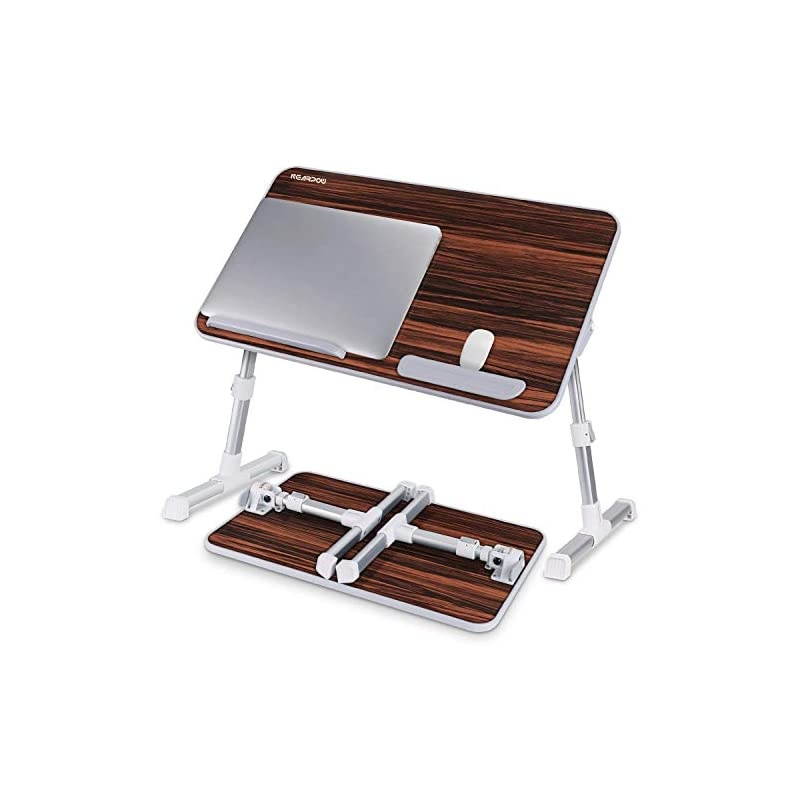 Laptop Bed Table,  Adjustable Laptop Bed Tray for Computer and Laptop Bed Stand, Laptop Desk for Bed, Lap Desk for Adults for Eating and Writing in Sofa and Couch, Brown