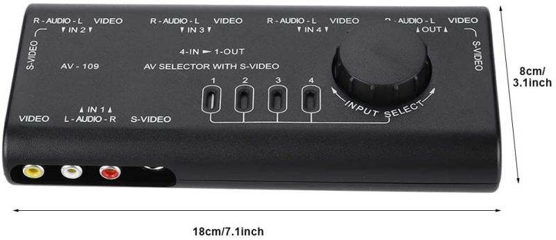 SOONHUA Shockproof Audio and Video Converter 4 in 1 Out Switcher 4 Way Splitter Suitable for Home Video Game Projector