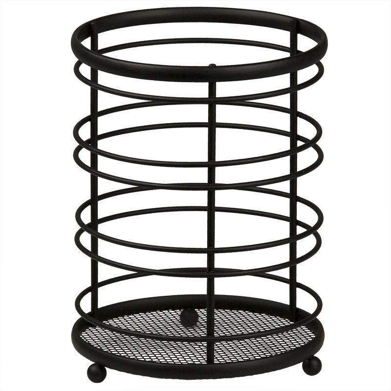 Home Basics Wire Collection Cutlery Holder with Mesh Bottom and Non-Skid Feet, Black