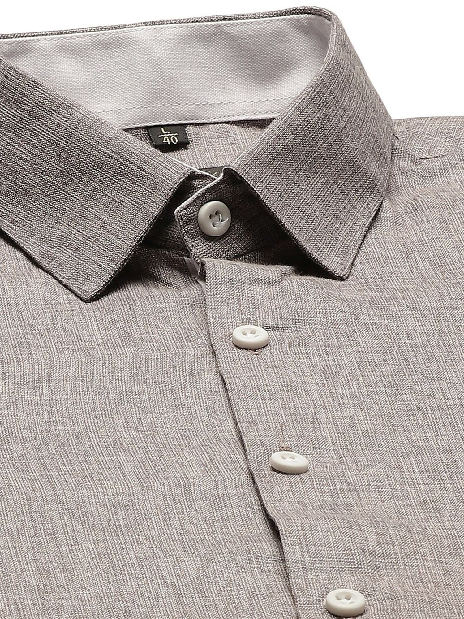 Sojanya Grey Cotton Linen Regular Fit Self Pattern Shirt