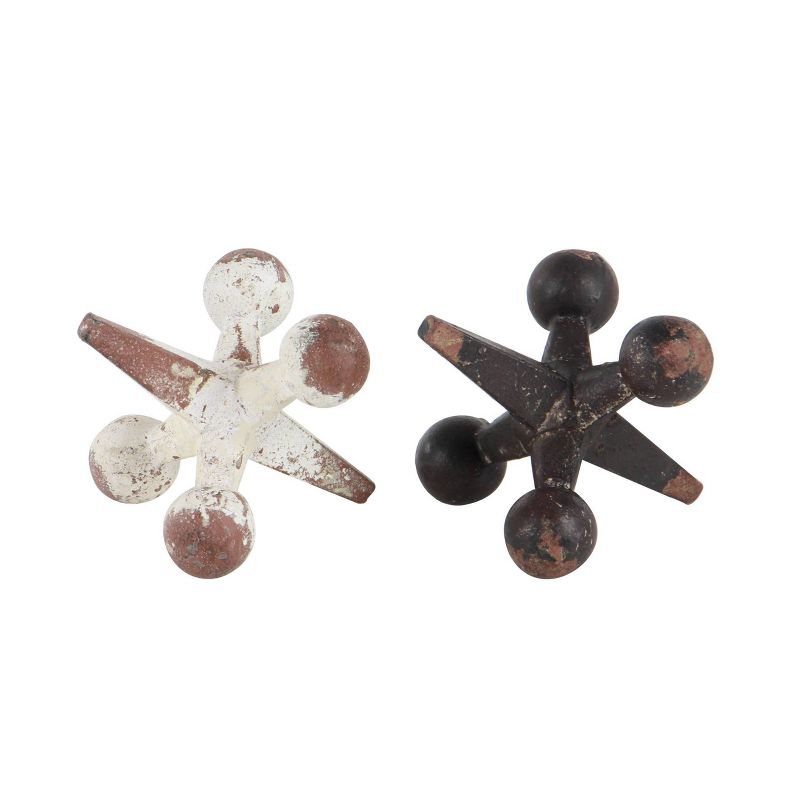 Industrial Arts Rustic Iron Jacks Table Sculptures Blue/White/Gray 4" 2pk - Olivia & May