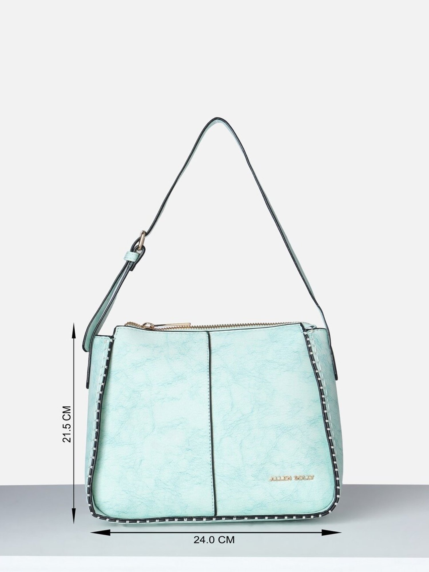 Allen Solly Green Textured Medium Shoulder Handbag