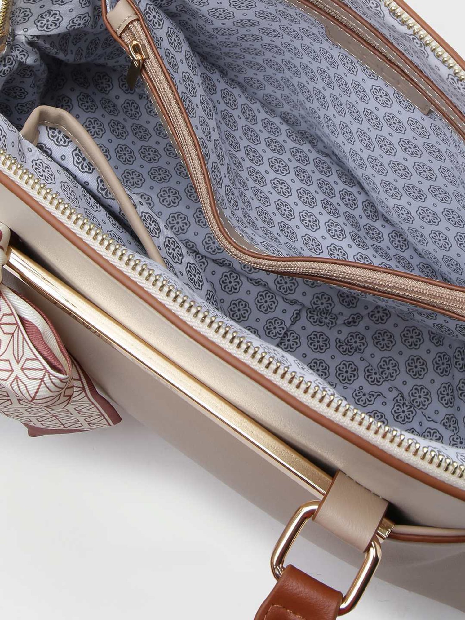 Code by Lifestyle Beige Solid Shoulder Handbag