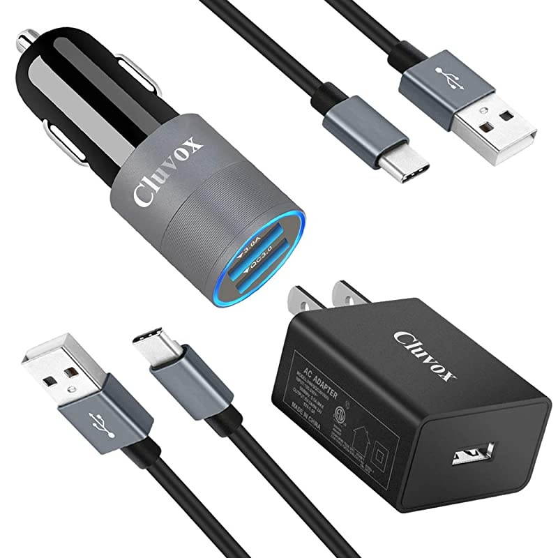 USB Fast Charger Set, Compatible for Samsung Galaxy S21/S20/Plus/Ultra/S10/S10E/S9/S8/Note 20/10/9/A20/A50, Quick Charge 3.0 Charger kit, Rapid Car Charger+Wall Charger with 2 Type C Cord 3ft
