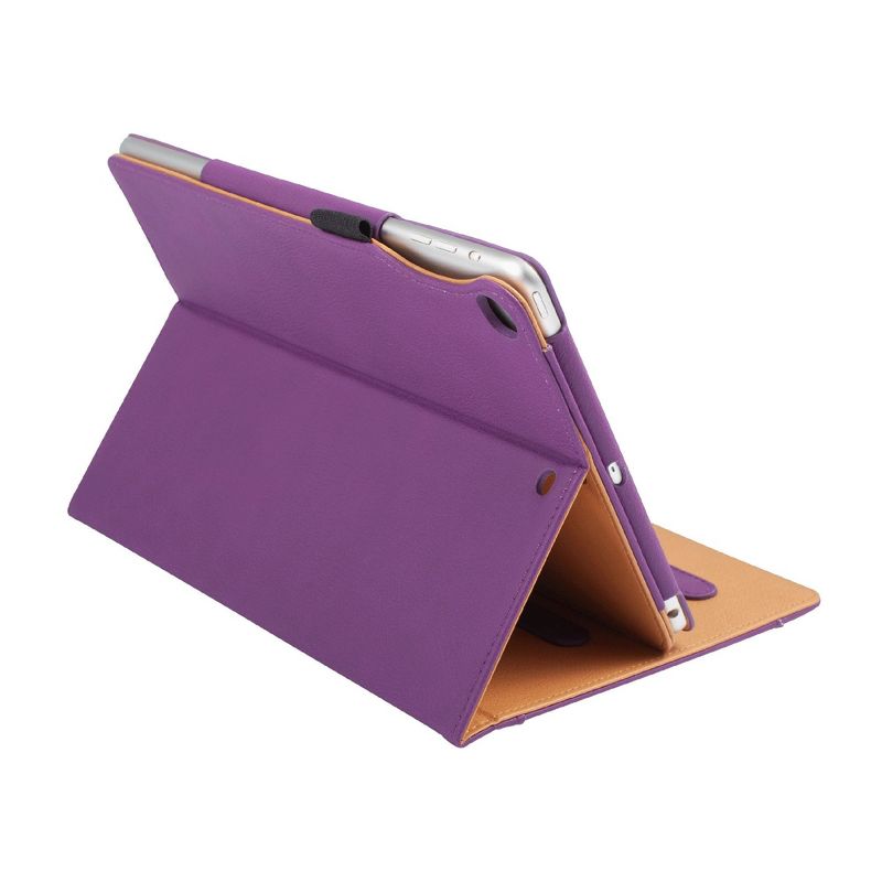 Insten - 9.7 inch iPad 5/6, PU Leather Case, Slim Folding Folio, Pencil Holder, Auto Wake/Sleep, 3 Angles, Magnetic Closure Strip, Purple