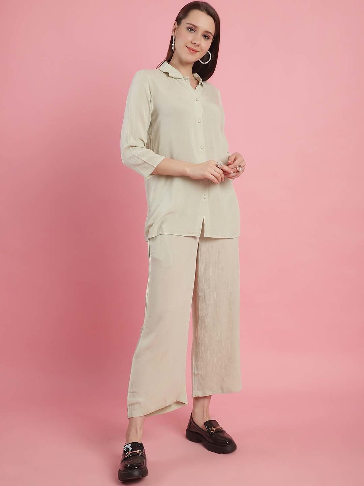 Melon by PlusS Blue Printed Shirt Pant Set