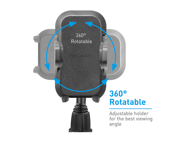 Macally Black Adjustable Automobile Cup Holder Mount for Cell Phones, Smartphones, GPS and PDA MCUPMP