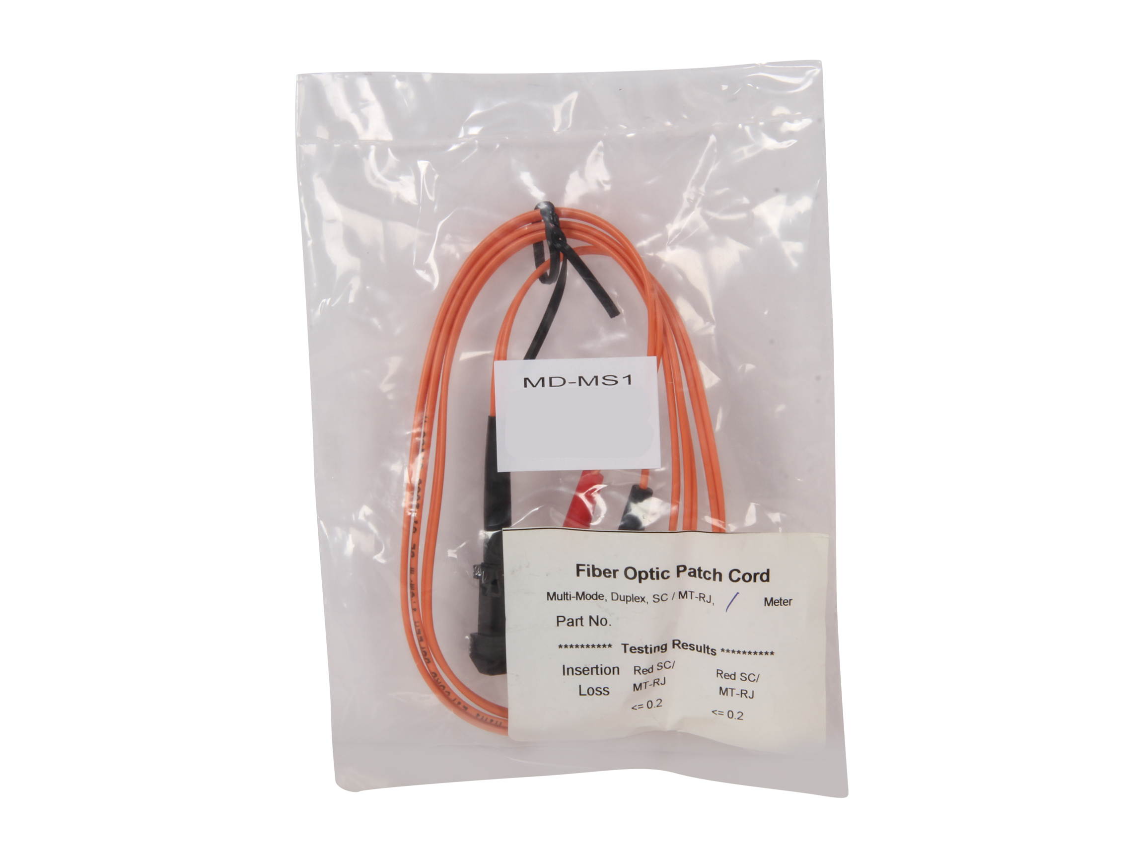 BYTECC MD-MS1 1m MTRJ to SC Duplex (2 Strand) Cable, Multi Mode 62.5/125 Standard Zipcore