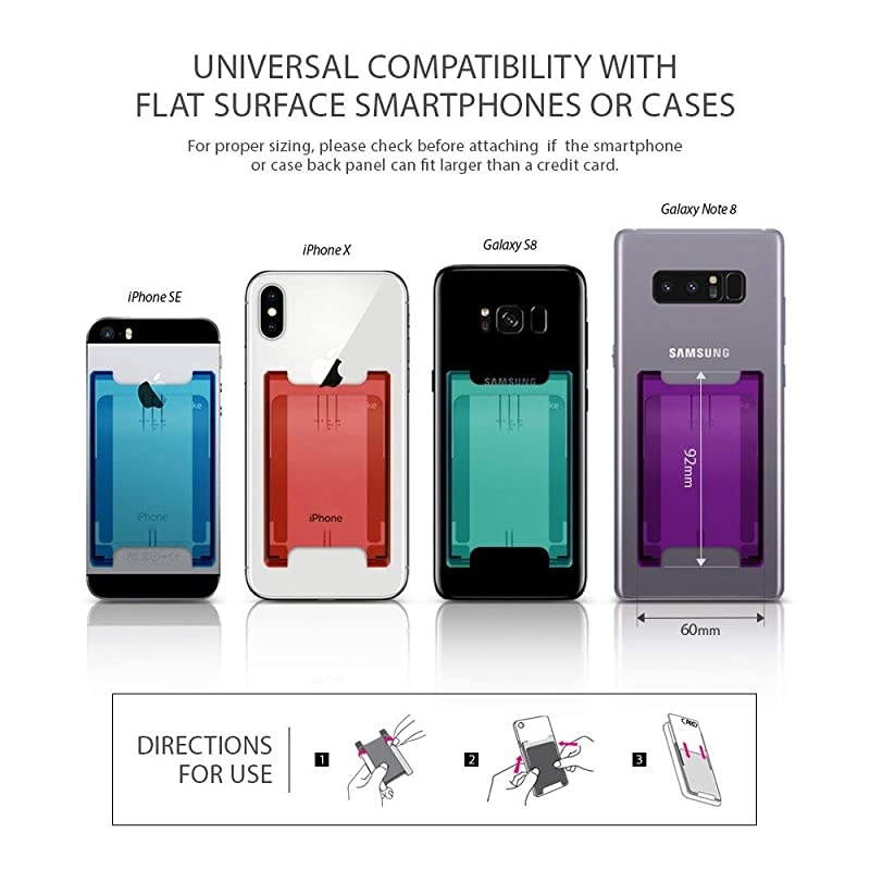 Slot Card Holder Designed for Smartphones, Adhesive Stick On Wallet Case Minimalist Slim Hard Premium Credit Card Cash Sleeve - Black