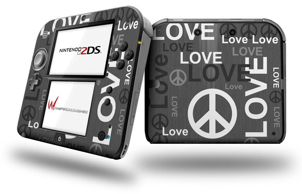 Love and Peace Gray - Decal Style Vinyl Skin fits Nintendo 2DS