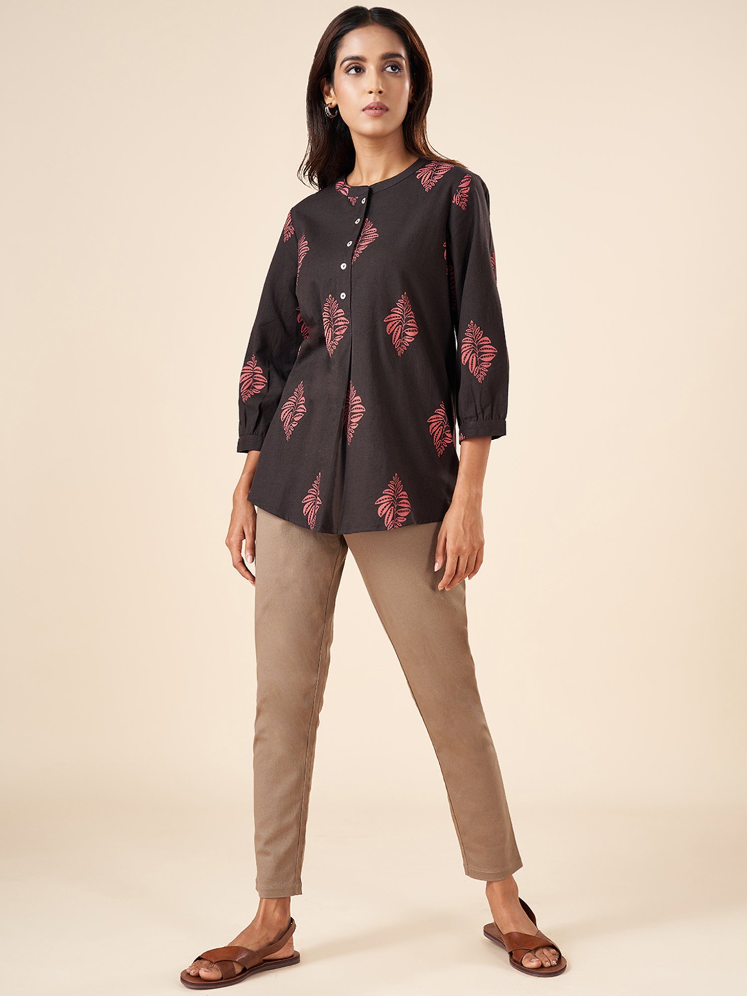 Akkriti by Pantaloons Black Cotton Printed Tunic