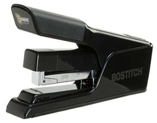 Bostitch EZ Squeeze 40 Sheet Flat Clinch Desktop Stapler, Reduced Effort, Black (B9040)