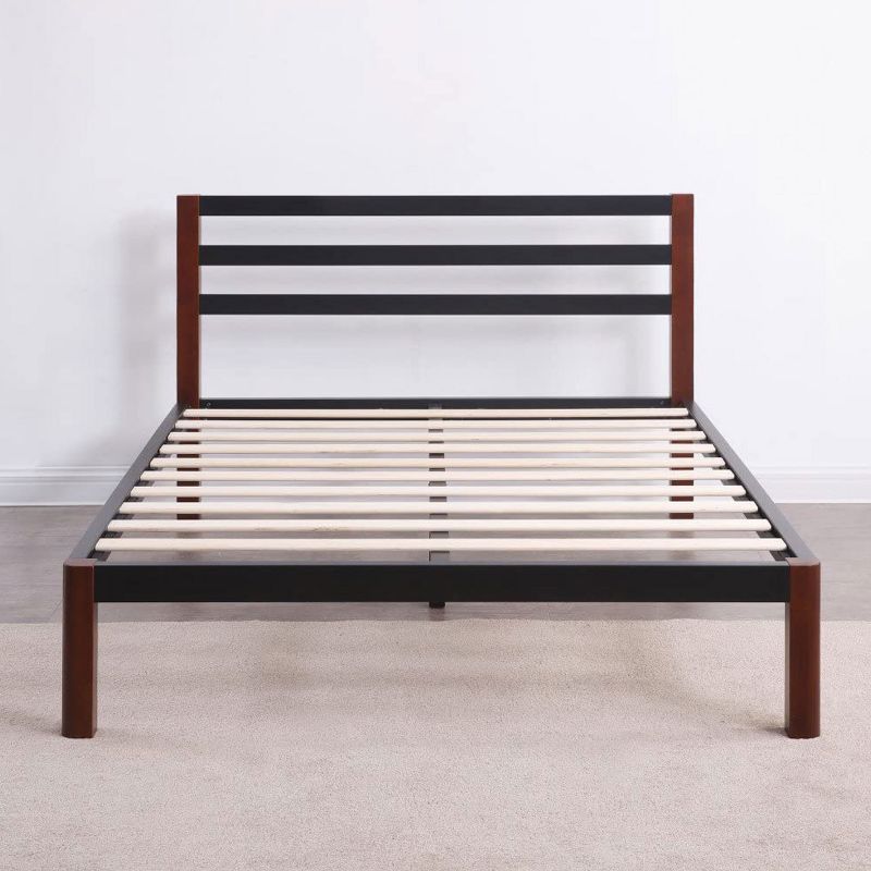 Classic Brands Tilbury Modern Style Wood Slat and Metal Platform Bed Frame with Headboard and No Box Spring Required, Queen Size
