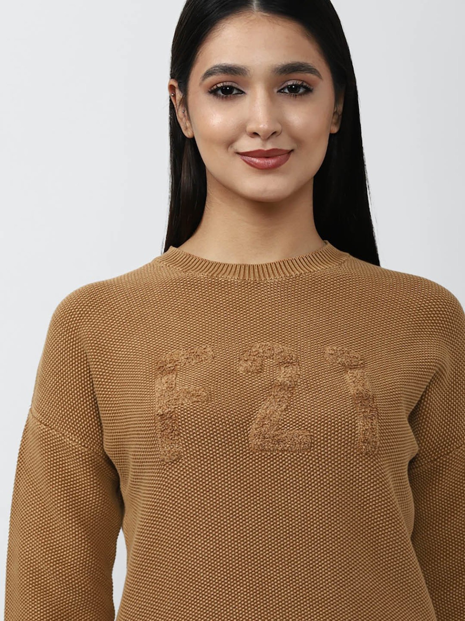 Forever 21 Brown Round Neck Sweater