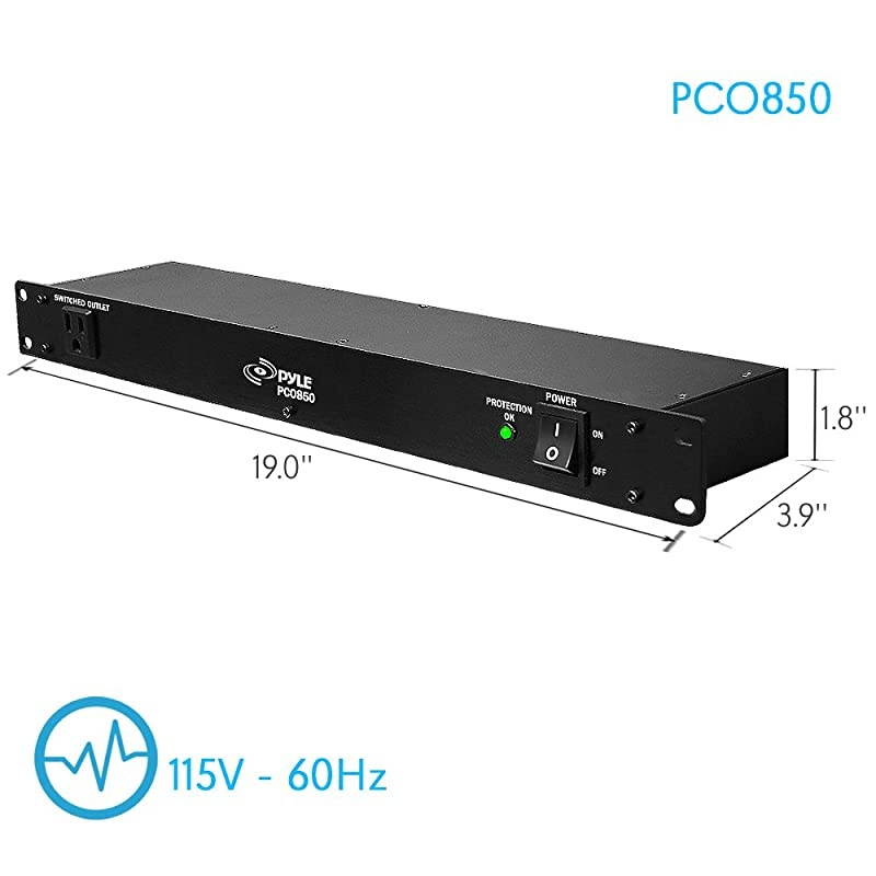 PDU Power Strip Surge Protector 150 Joule 15 Amp 9 Outlet Strips Surge Protector Heavy Duty Electric Extension Cord Strip 1U Rack Mount Protection Power Outlet Strip WAC Filter Pro PCO850 Black