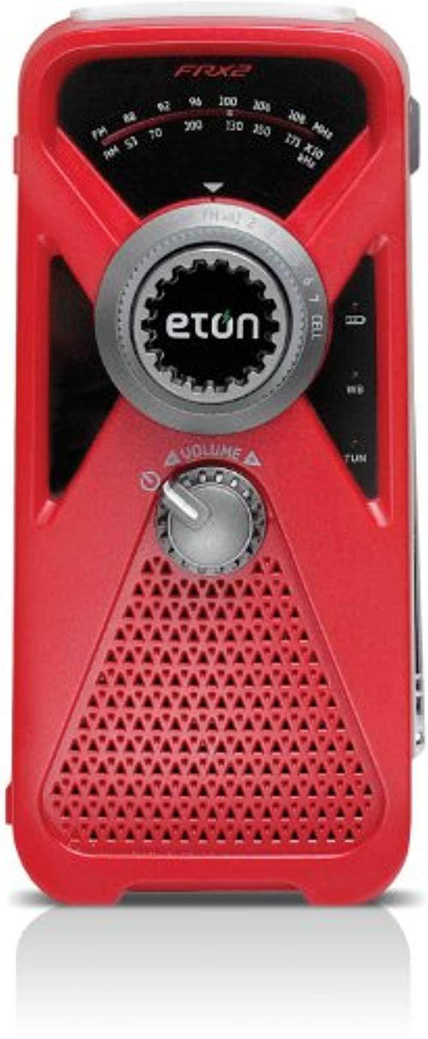 eton frx2 hand turbine am/fm weather radio with smartphone charger - red (nfrx2wxr)