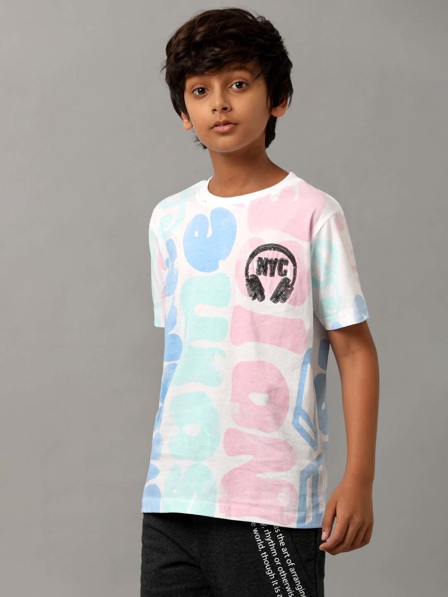 Under Fourteen Only Kids Multicolor Cotton Printed T-Shirt