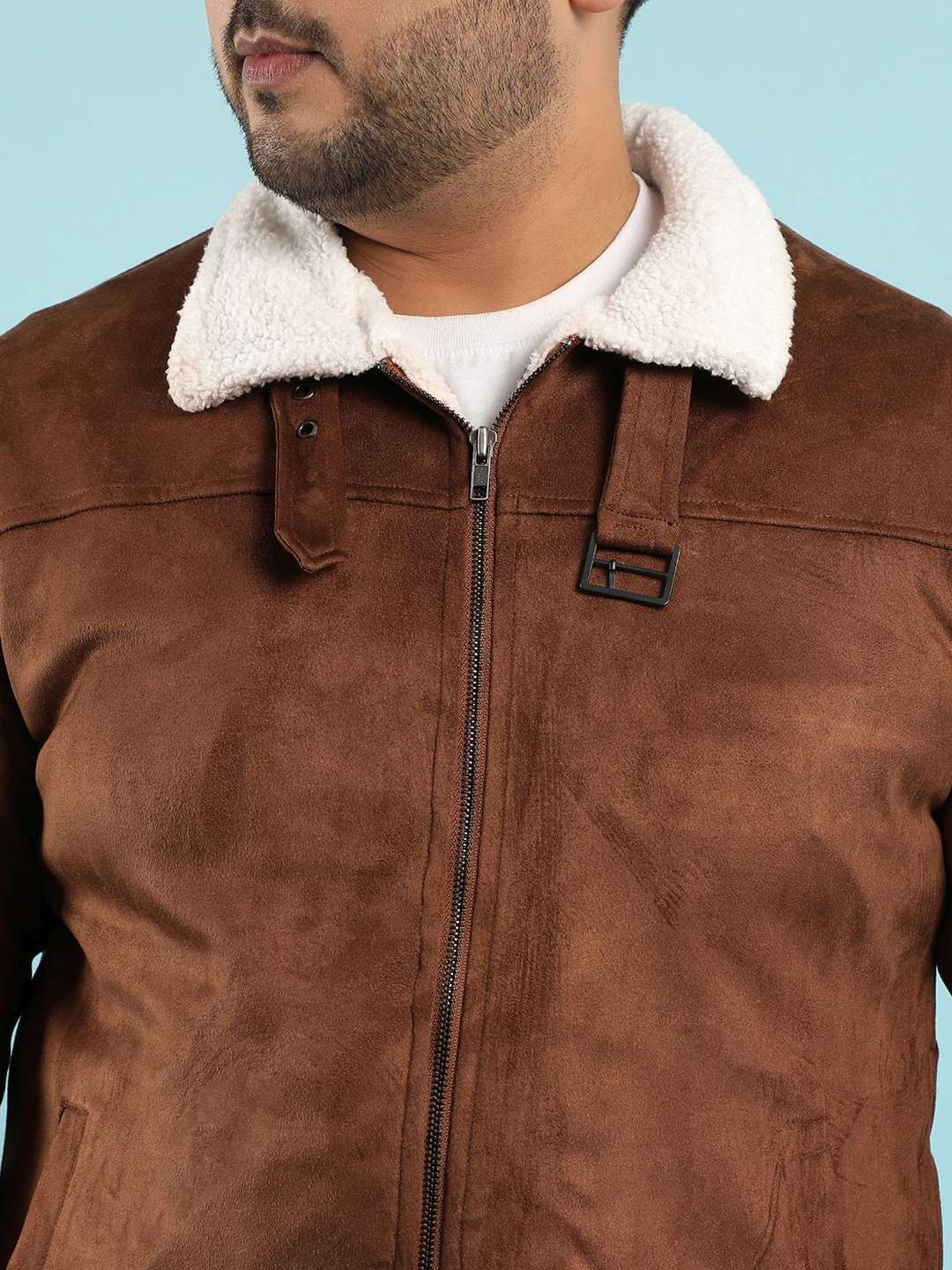 Instafab Plus Brown Regular fit Plus Size Jacket